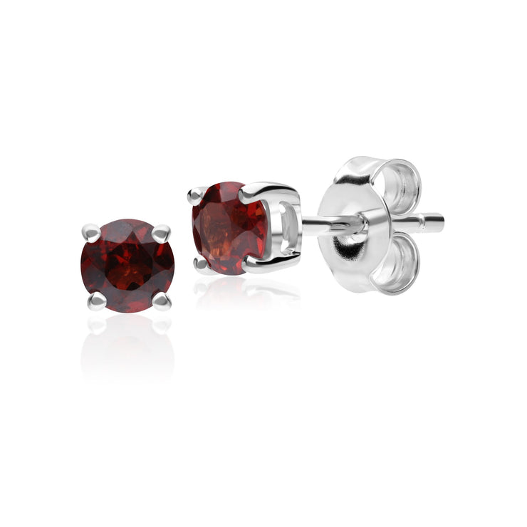 Gemondo Rhodolite Garnet Round Stud Earrings In 9ct White Gold