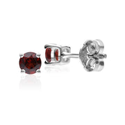 Gemondo Rhodolite Garnet Round Stud Earrings In 9ct White Gold