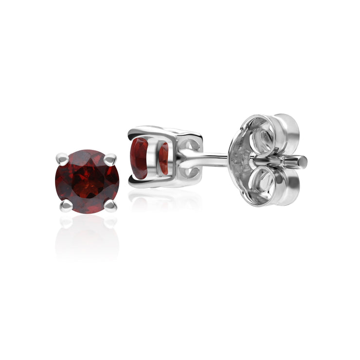 Gemondo Rhodolite Garnet Round Stud Earrings In 9ct White Gold