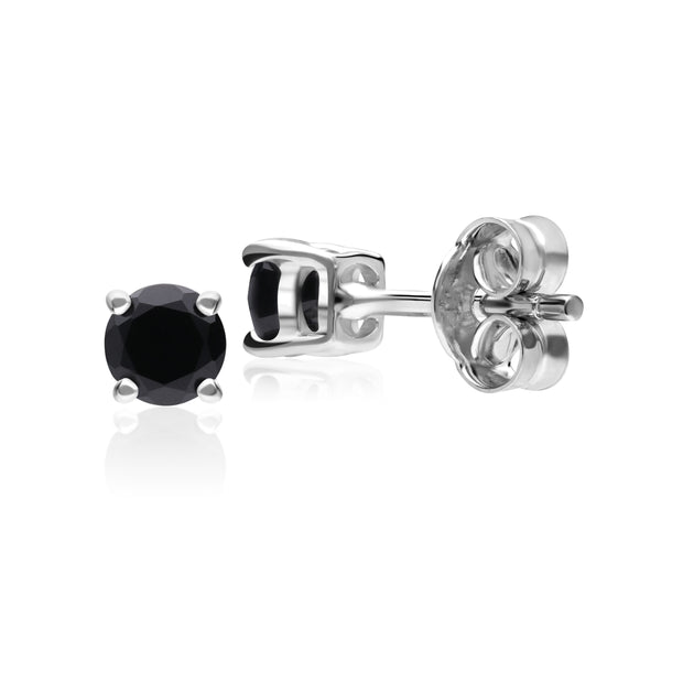 Classic Round Black Onyx Stud Earrings in 9ct White Gold 3.5mm
