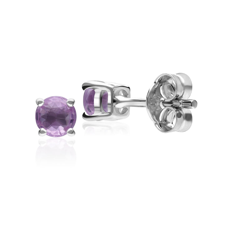 Classic Round Pink Sapphire Stud Earrings in 9ct White Gold 3.5mm