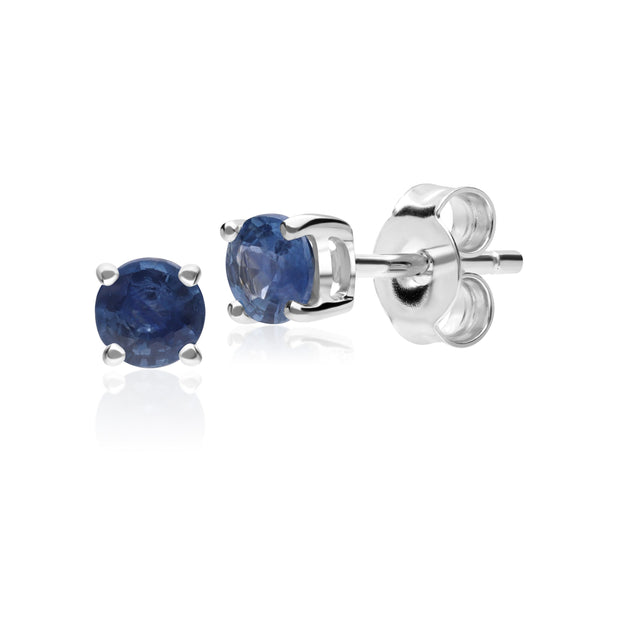Classic Round Light Blue Sapphire Stud Earrings in 9ct White Gold 3.5mm