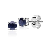 Classic Round Sapphire Stud Earrings in 9ct White Gold 3.5mm