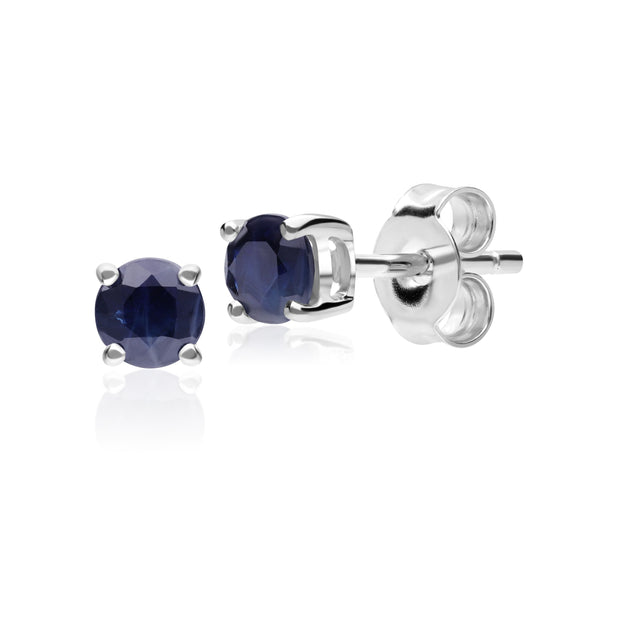 Classic Round Sapphire Stud Earrings in 9ct White Gold 3.5mm