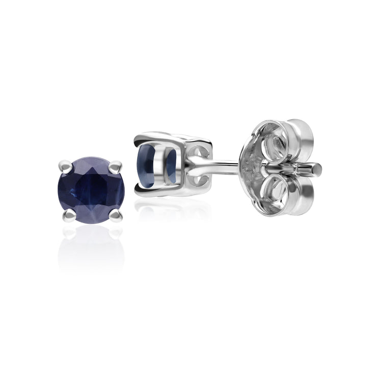Classic Round Sapphire Stud Earrings in 9ct White Gold 3.5mm