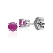 Classic Round Ruby Stud Earrings in 9ct White Gold 3.5mm