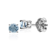 Classic Round Aquamarine Stud Earrings in 9ct White Gold 3.5mm
