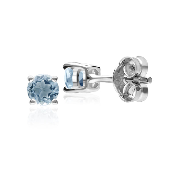 Classic Round Aquamarine Stud Earrings in 9ct White Gold 3.5mm