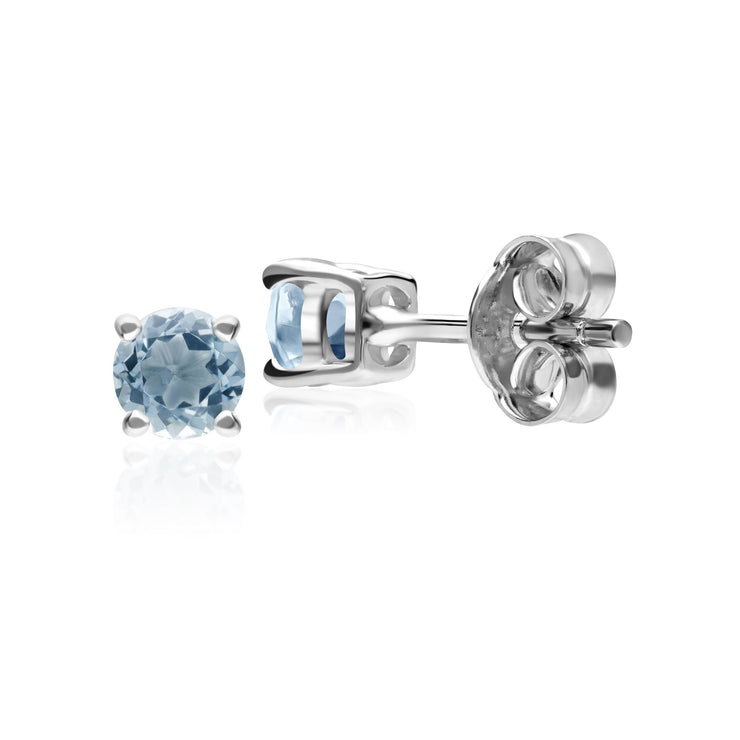 Classic Round Aquamarine Stud Earrings in 9ct White Gold 3.5mm