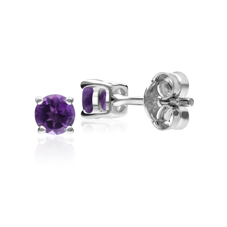 Classic Round Amethyst Stud Earrings in 9ct White Gold 3.5mm
