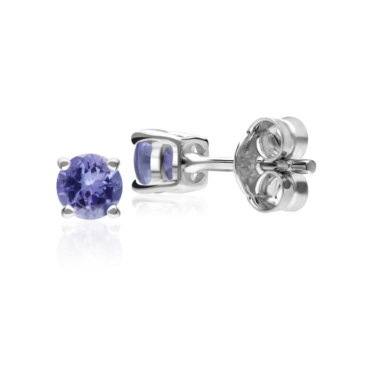 Classic Round Tanzanite Stud Earrings in 9ct White Gold 3.5mm