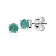 Classic Round Emerald Stud Earrings in 9ct White Gold 3.5mm