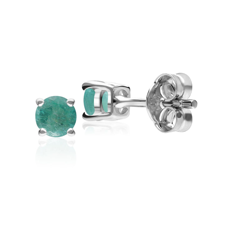 Classic Round Emerald Stud Earrings in 9ct White Gold 3.5mm