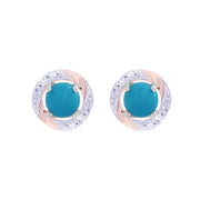 Classic Turquoise Stud Earrings & Diamond Round Earring Jacket Set Image 1