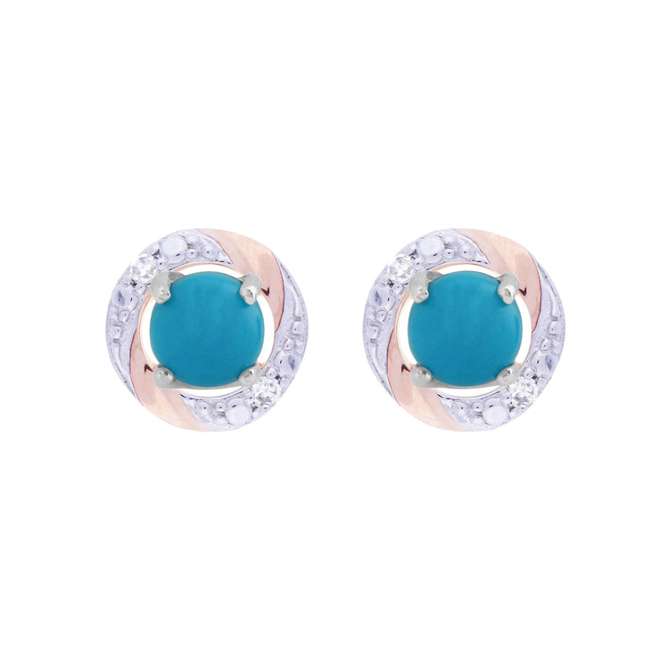 Classic Turquoise Stud Earrings & Diamond Round Earring Jacket Set Image 1