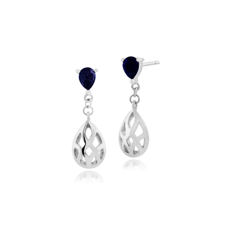 Classic Sapphire Drop Earrings & Pendant Set Image 2