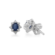 Classic Sapphire & Diamond Cluster Stud Earrings Image 2