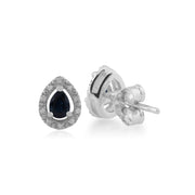 Classic Sapphire & Diamond Halo Stud Earrings Image 2