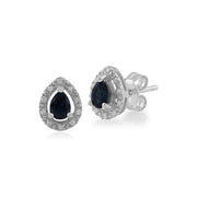Classic Sapphire & Diamond Halo Stud Earrings Image 1