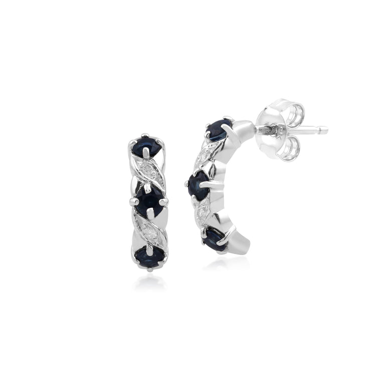 Sapphire & Diamond Half Hoop & Rint Set Image 2