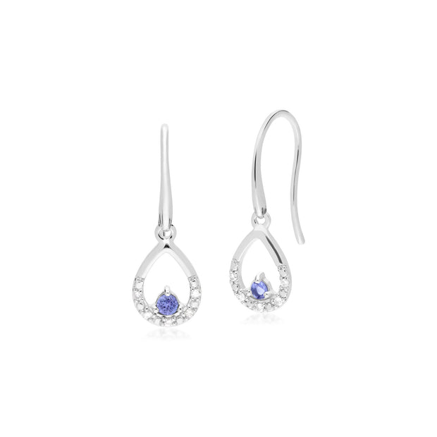 Classic Tanzanite & Diamond Pear Drop Earrings Image 1