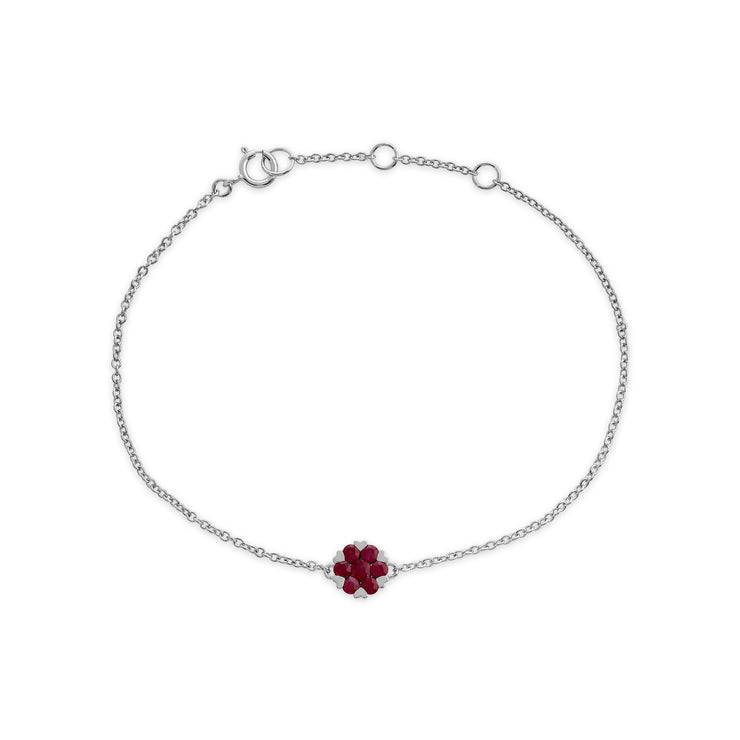 Floral Ruby Heart Claw Cluster Bracelet Image 2