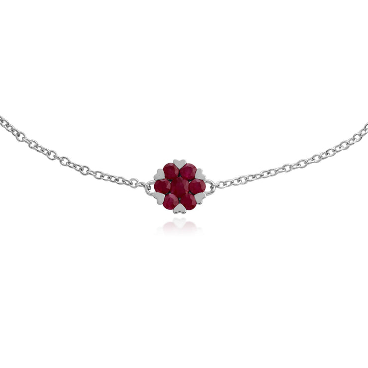 Floral Ruby Heart Claw Cluster Bracelet Image 1