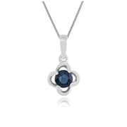 Floral Sapphire & Diamond Halo Pendant Image 1