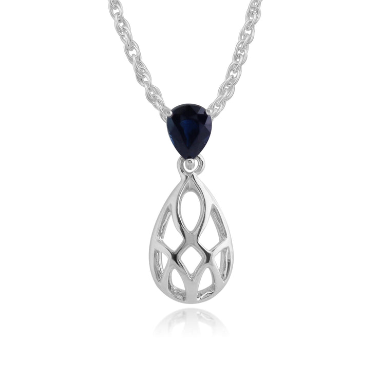 Classic Sapphire Drop Earrings & Pendant Set Image 3
