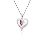 Classic Ruby & Diamond Heart Pendant Image 1