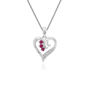 Classic Ruby & Diamond Heart Pendant Image 1