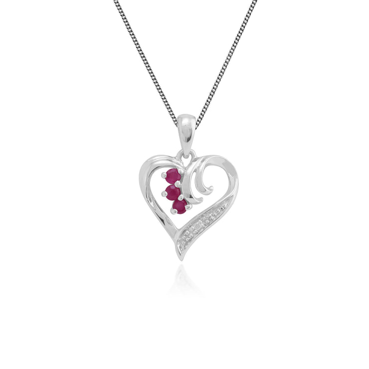 Classic Ruby & Diamond Heart Pendant Image 1