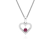 Classic Ruby & Diamond Heart Pendant Image 1