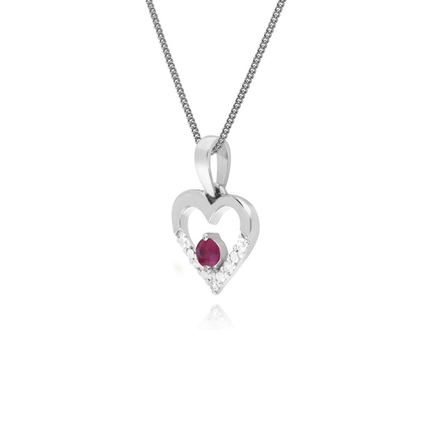 Classic Ruby & Diamond Heart Pendant Image 2