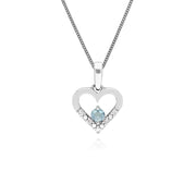 Classic Aquamarine & Diamond Heart Drop Earrings & Pendant Set Image 3