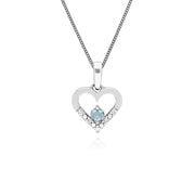 Classic Aquamarine & Diamond Heart Pendant Image 1