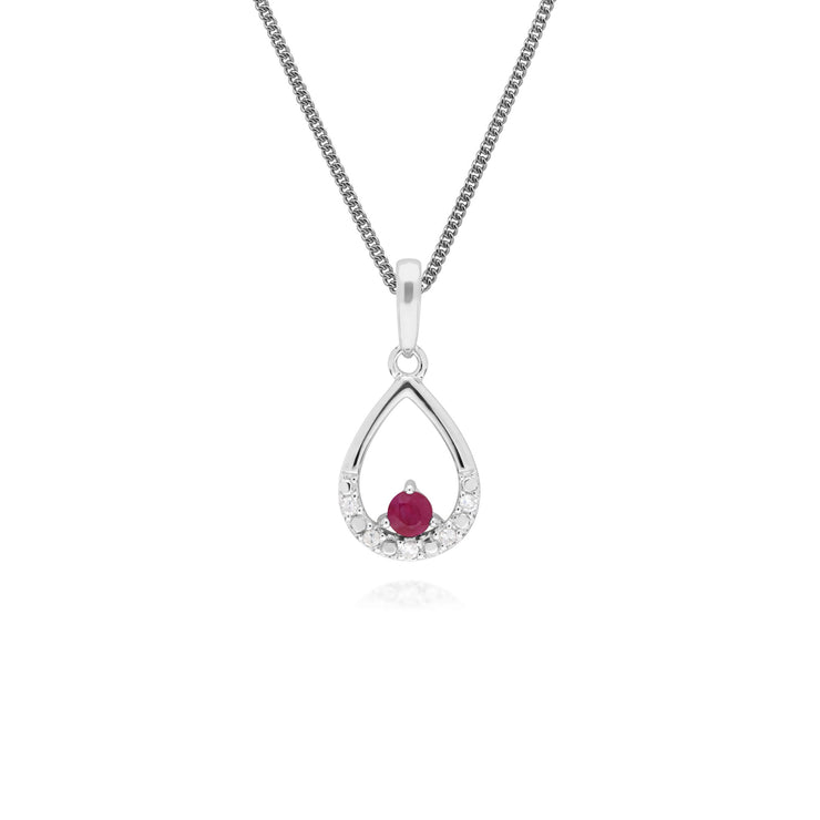 Classic Ruby & Diamond Pear Pendant Image 1