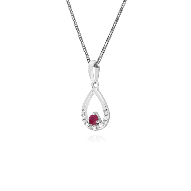 Classic Ruby & Diamond Pear Pendant Image 2
