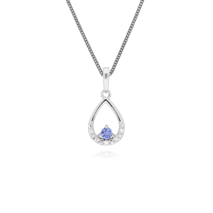 Classic Tanzanite & Diamond Pear Pendant Image 1