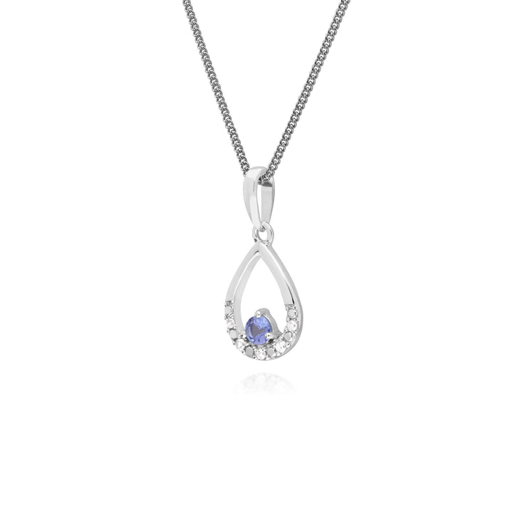 Classic Tanzanite & Diamond Pear Pendant Image 2