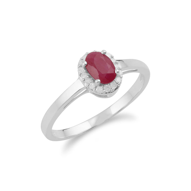 Gemondo 9ct White Gold 0.63ct Ruby & Diamond Cluster Ring Image 2