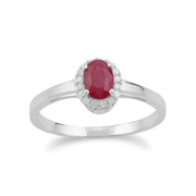 Gemondo 9ct White Gold 0.63ct Ruby & Diamond Cluster Ring Image 1