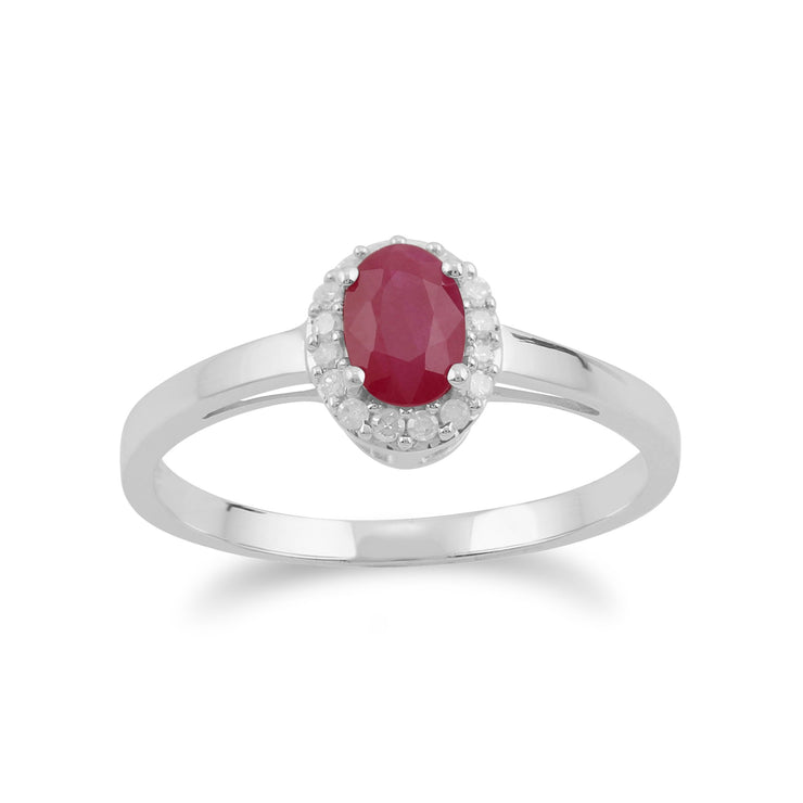 Gemondo 9ct White Gold 0.63ct Ruby & Diamond Cluster Ring Image 1