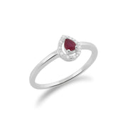 Gemondo 9ct White Gold Ruby & Diamond Pear Cluster Ring Image 2