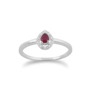 Gemondo 9ct White Gold Ruby & Diamond Pear Cluster Ring Image 1