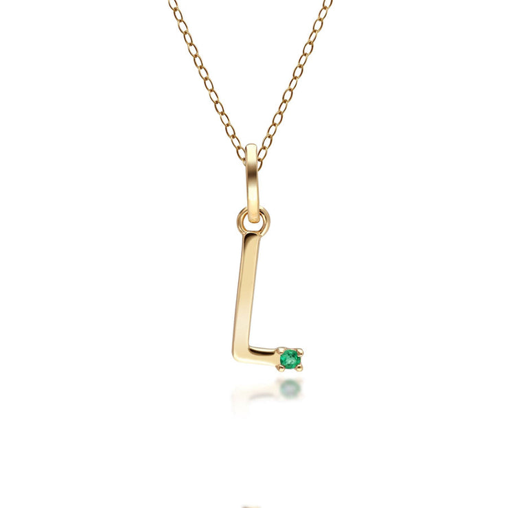 Initial Emerald Letter Necklace In 9ct Yellow Gold