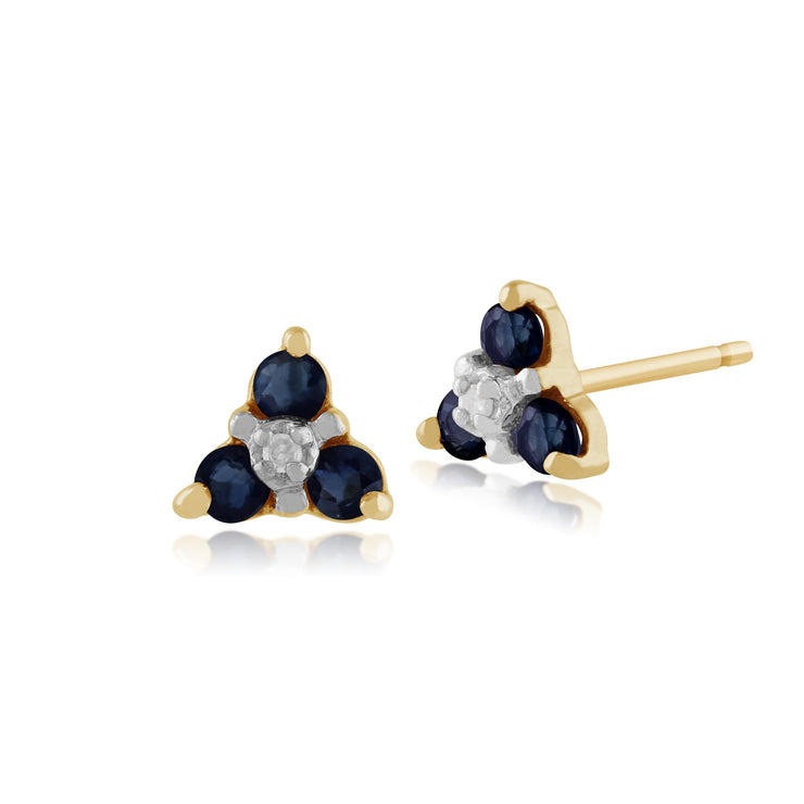Floral Sapphire & Diamond Cluster Stud Earrings Image 1
