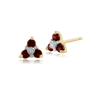 Floral Garnet & Diamond Cluster Stud Earrings & Pendant Set Image 2