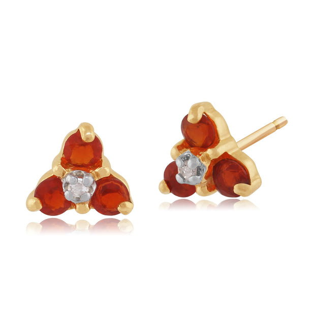 Classic Fire Opal & Diamond Cluster Stud Earrings Image 1