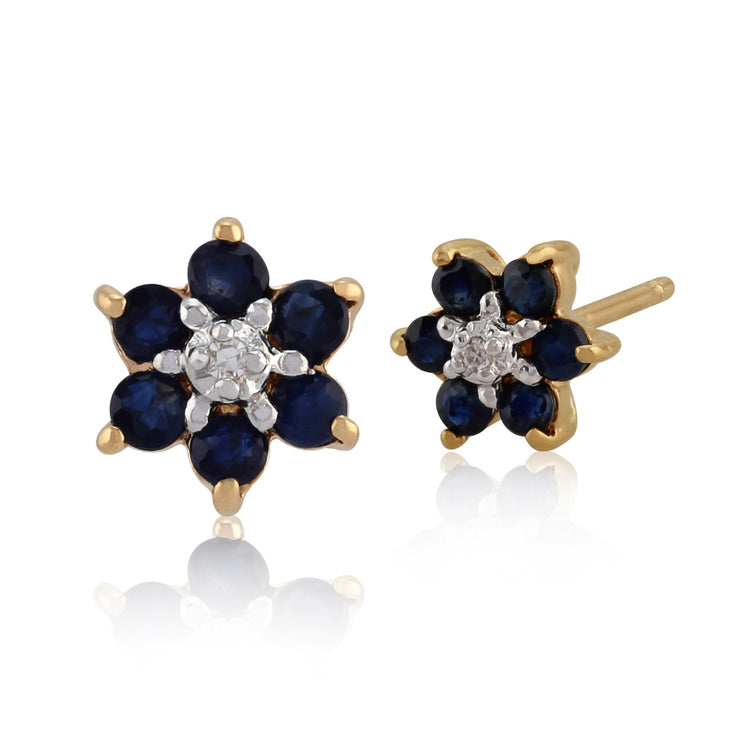 Floral Sapphire & Diamond Stud Earrings Image 1